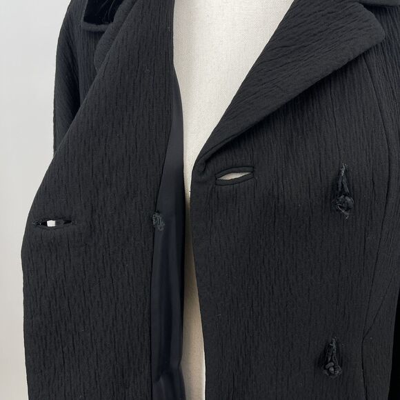 Vintage Freiss Black Coat w/ Velvet Collar & Frog Closures Lined Small/Medium - Picture 12 of 12